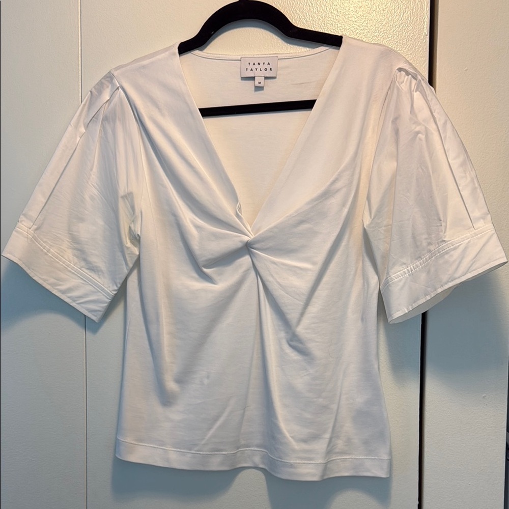 Tanya Taylor Cream V-Neck Blouse